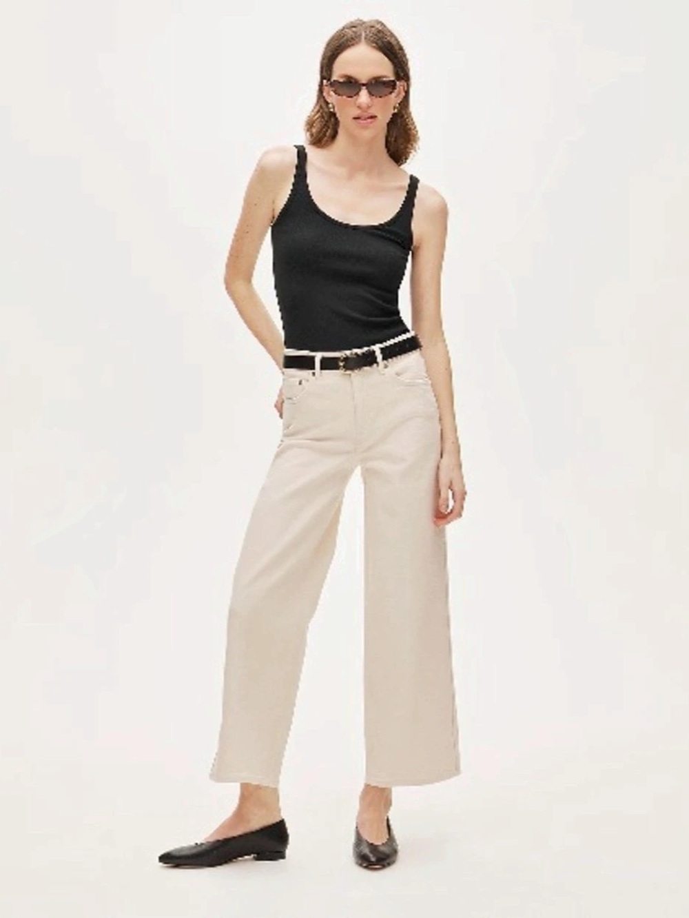 NWT J.Crew Curvy Cropped Wide Leg Pants in Cream 24 High Rise stretch denim